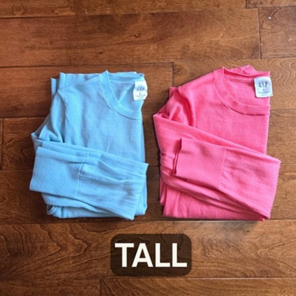 GAP Tall Merino Wool Sweater Bundle Seafoam & Coral Size M Tall Lightweight (2)